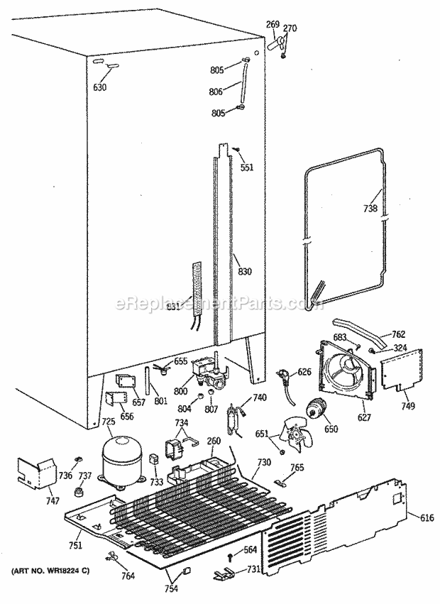 GE TFG24PRVAWW Refrigerator Section Diagram