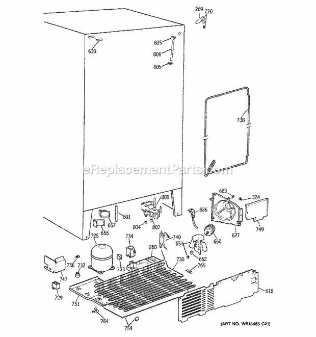 GE TFG25PRAAWW Refrigerator Unit Parts Diagram
