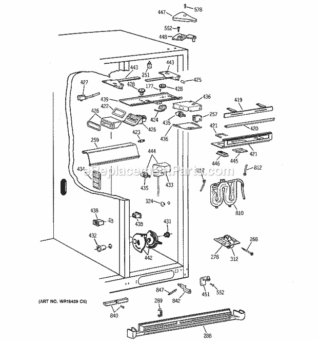 GE TFG28PFCGBB Refrigerator Fresh Food Section Diagram