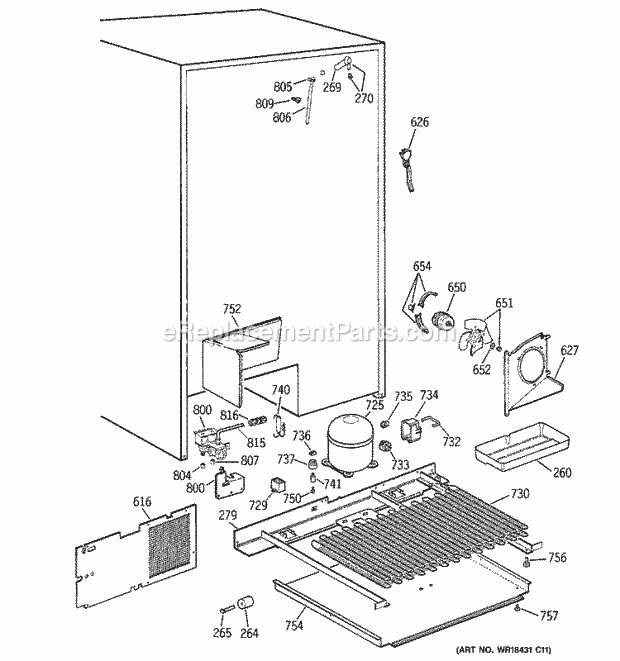 GE TFG28PFCGWW Refrigerator Unit Parts Diagram