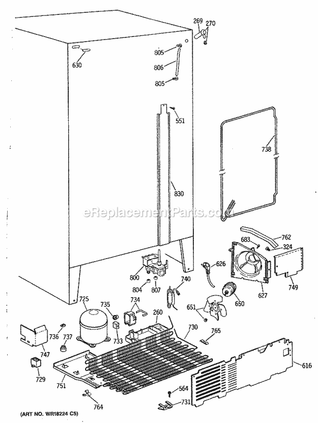 GE TFH22PRXABB Refrigerator Section Diagram