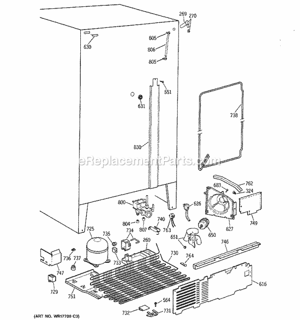GE TFHA27RRAAD Refrigerator Unit Parts Diagram