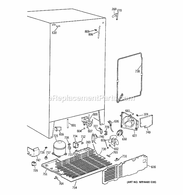 GE TFK26PRDAAA Refrigerator Unit Parts Diagram