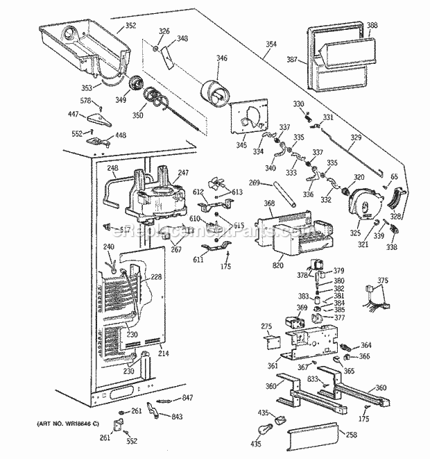 GE TFM30PBDAWW Refrigerator Freezer Section Diagram