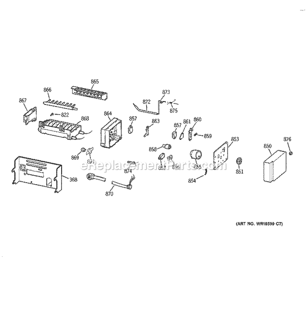 GE TFM30PBDAWW Refrigerator Ice Maker Diagram