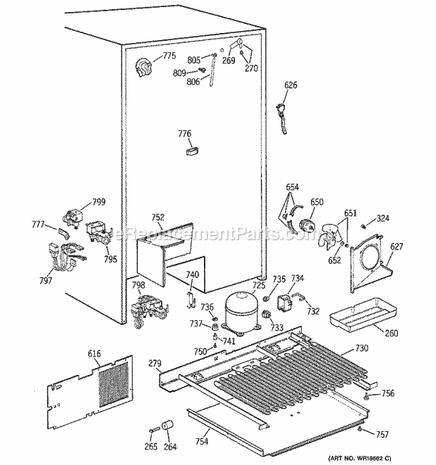 GE TFM30PBDAWW Refrigerator Unit Parts Diagram