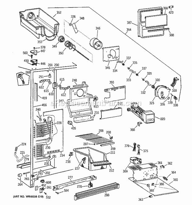 GE TFT22JWXDWW Refrigerator Freezer Section Diagram