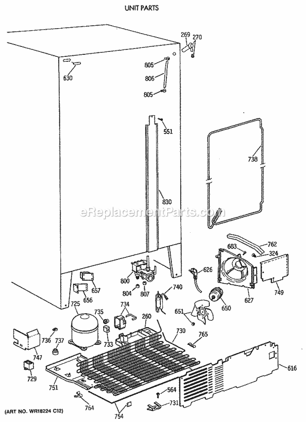 GE TFT22PRXAAA Refrigerator Unit Parts Diagram