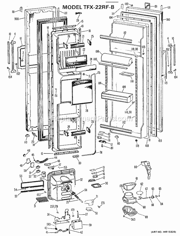 GE TFX22RFB Refrigerator Section Diagram