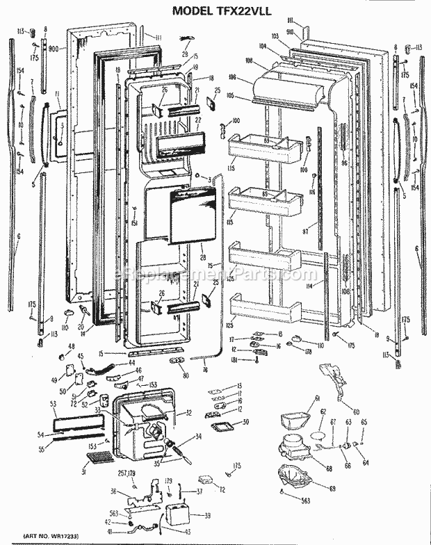 GE TFX22VLL Refrigerator Section Diagram