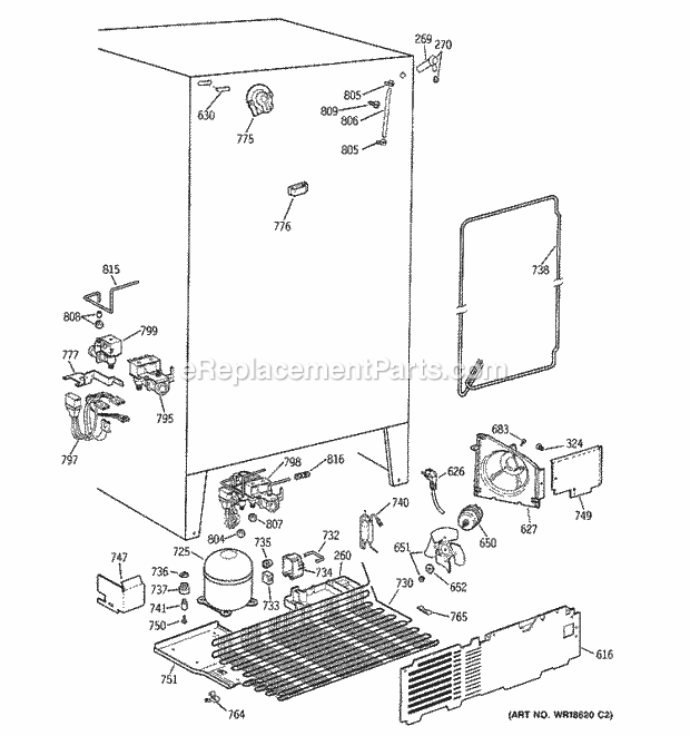 GE TFX22ZPBBAA Refrigerator Unit Parts Diagram