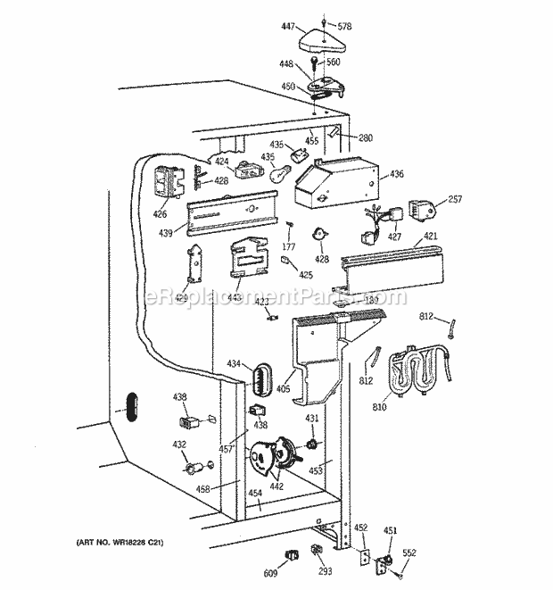 GE TFX25JRBAWW Refrigerator Fresh Food Section Diagram