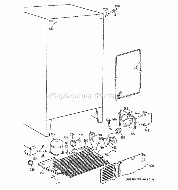 GE TFX25PABCWW Refrigerator Unit Parts Diagram