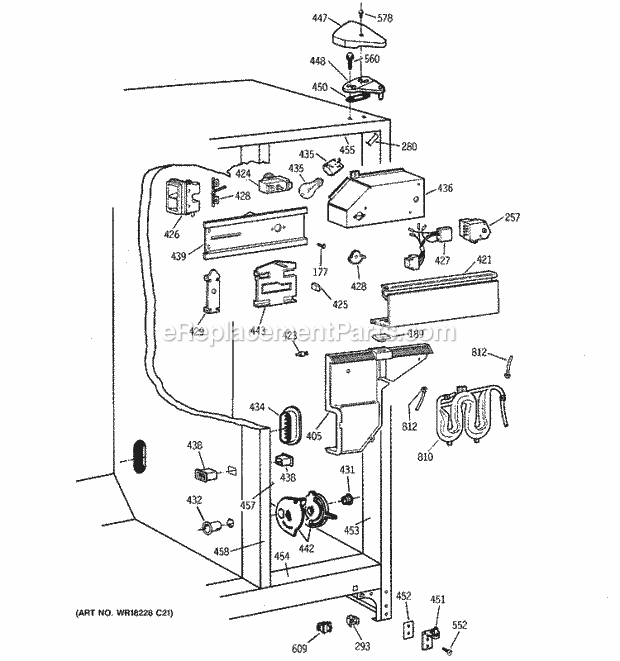 GE TFX25QRBAAA Refrigerator Fresh Food Section Diagram