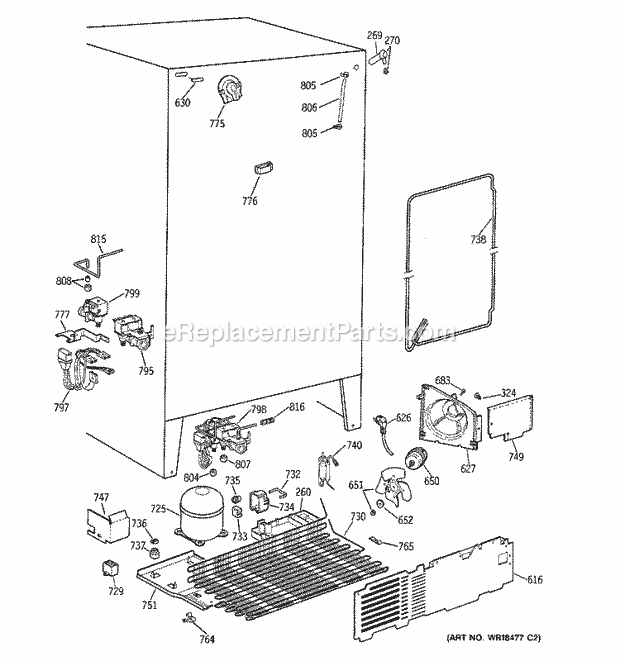 GE TFX25VPAAWW Refrigerator Unit Parts Diagram