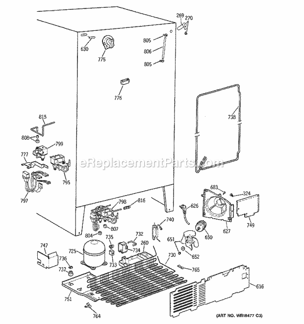 GE TFX25ZPBAWW Refrigerator Unit Parts Diagram
