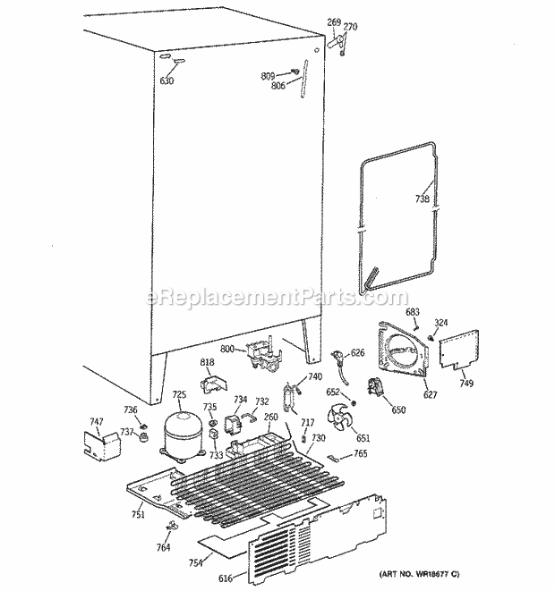 GE TFX27PRBGWW Refrigerator Unit Parts Diagram