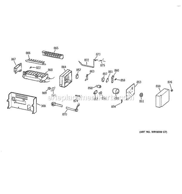 GE TFX28PBDACC Refrigerator Ice Maker Diagram