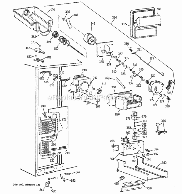 GE TFX30PRYEBB Refrigerator Freezer Section Diagram