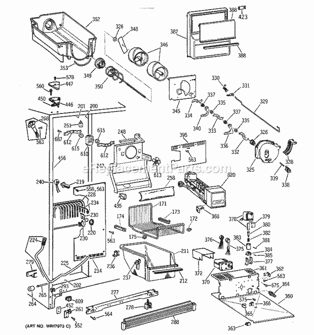 GE TFXA27FRBAD Refrigerator Freezer Section Diagram