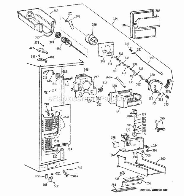 GE TPG24PFDBWW Refrigerator Freezer Section Diagram