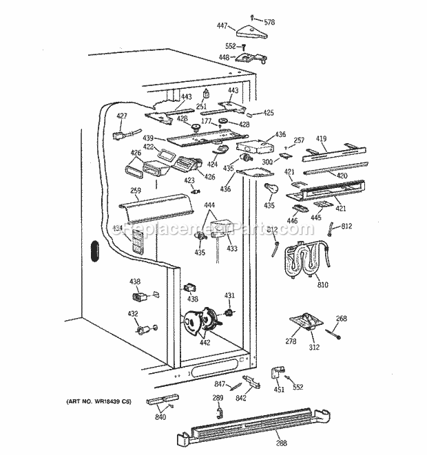 GE TPG24PFDBWW Refrigerator Fresh Food Section Diagram