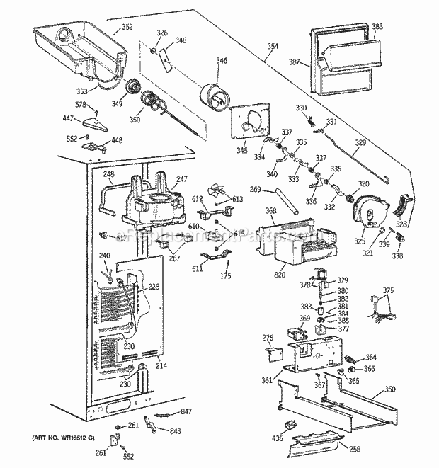 GE TPX24PRBABB Refrigerator Freezer Section Diagram