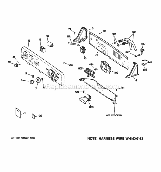 GE WBSR3000G2WS Controls & Backsplash Diagram