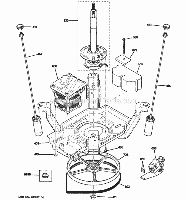 GE WBSR3000G5WS Suspension, Pump & Drive Components Diagram