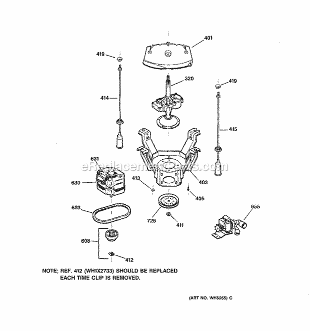 GE WBXR1060TBAA Washer Suspension, Pump & Drive Components Diagram