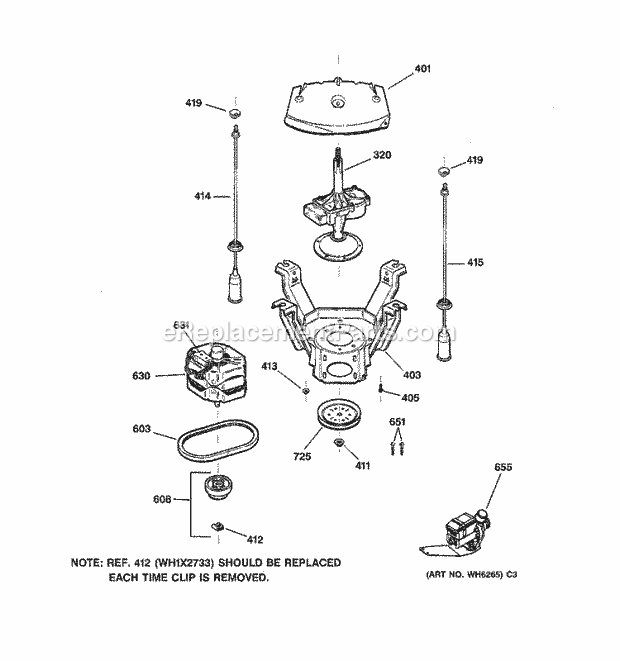 GE WCCB1030B0KC Washer Suspension, Pump & Drive Components Diagram