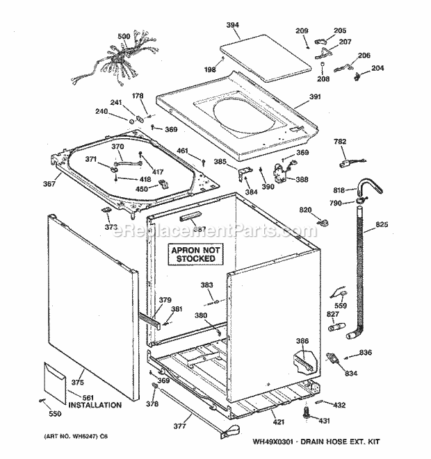 GE WCCB1030V1AC Washer Cabinet, Cover & Front Panel Diagram