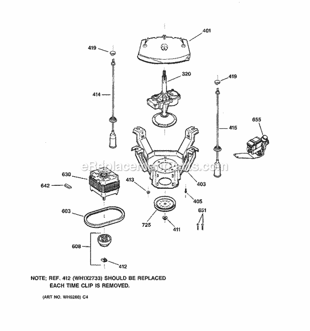 GE WCSE6270B3CC Washer Suspension, Pump & Drive Components Diagram