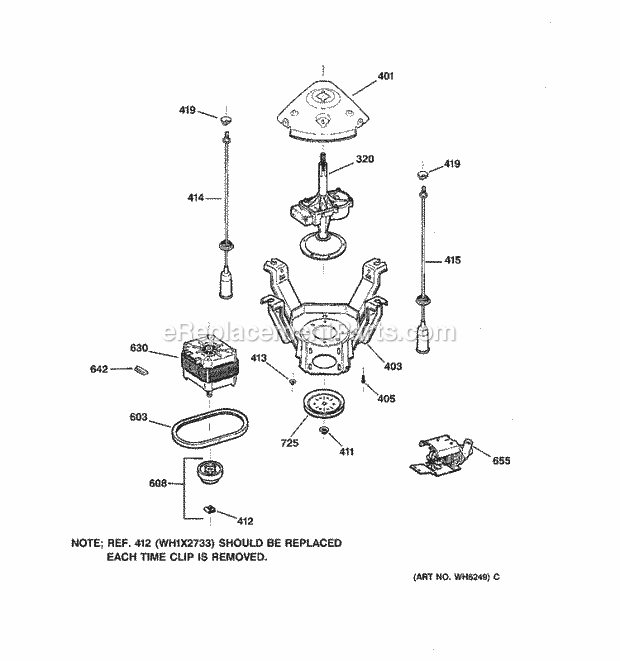 GE WCSR2070T8AA Washer Suspension, Pump & Drive Components Diagram