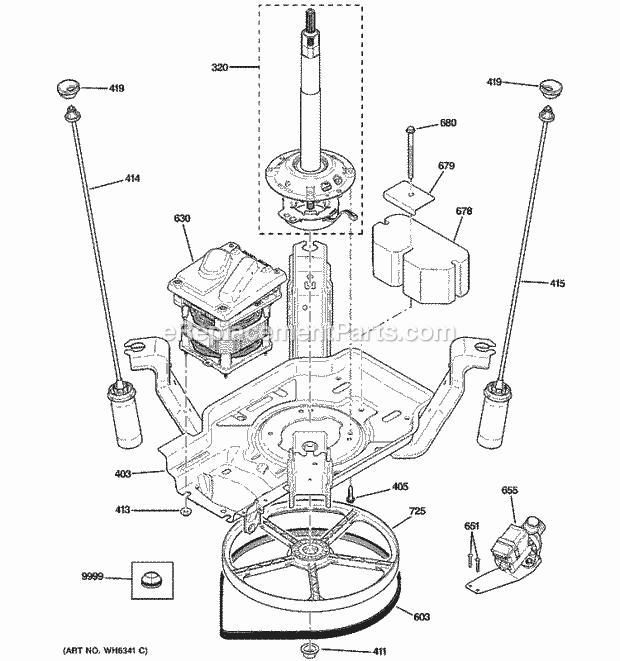 GE WCSR2090DGWW Washer Suspension, Pump & Drive Components Diagram