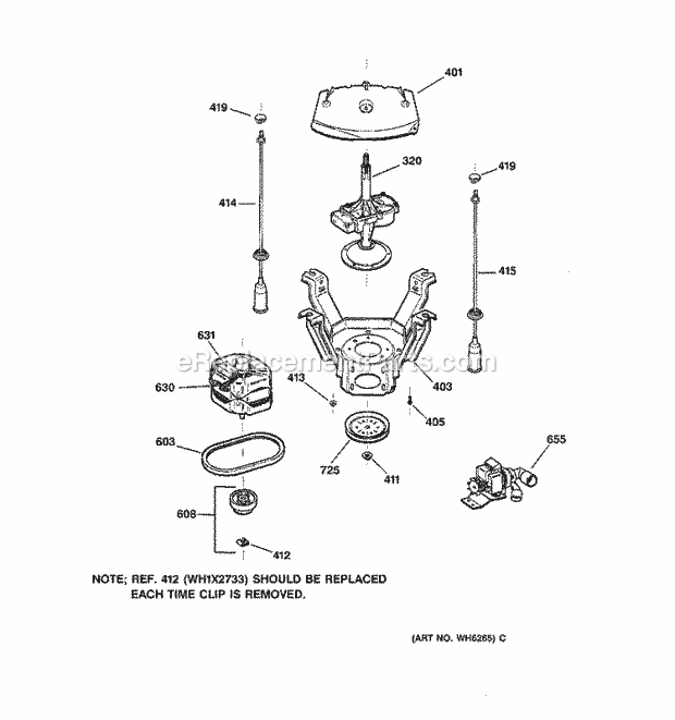 GE WCXR1070A1AA Washer Suspension, Pump & Drive Components Diagram
