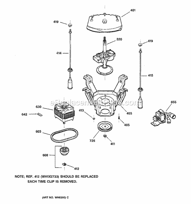 GE WKSR2100TCWW Washer Suspension, Pump & Drive Components Diagram