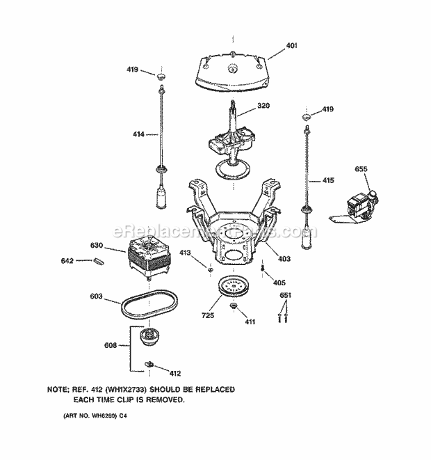 GE WNCD2050A1WC Washer Suspension, Pump & Drive Components Diagram