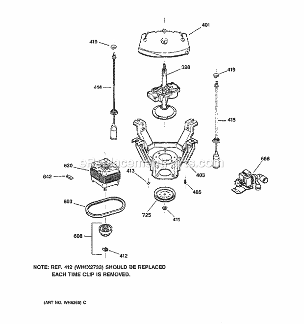 GE WNSE6280B1WW Washer Suspension, Pump & Drive Components Diagram