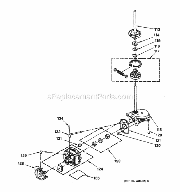 GE WSM2420TAAAA Washer Dryer Combination Motor & Transmission Asssembly Diagram