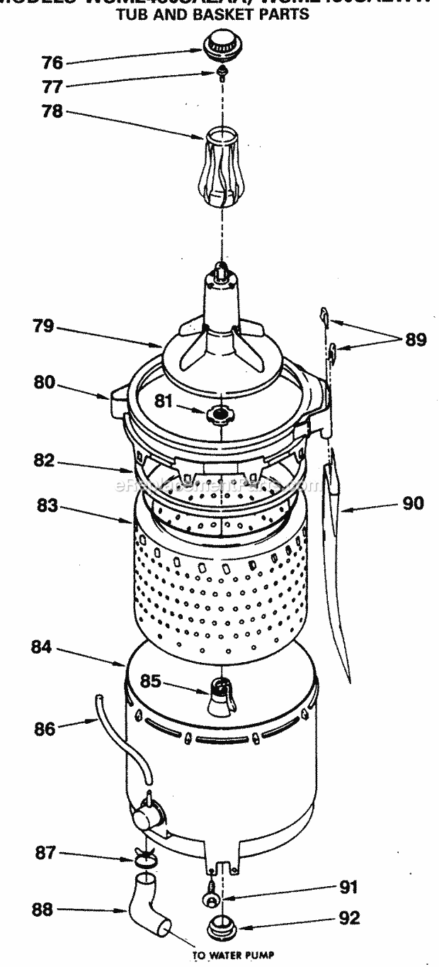GE WSM2480SAZWW Washer Dryer Combination Tub and Basket Parts Diagram