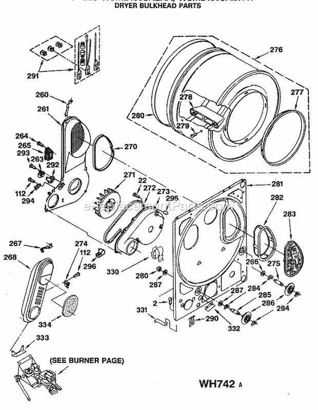 GE WSM2480SAZWW Washer Dryer Combination Dryer Bulkhead Parts Diagram