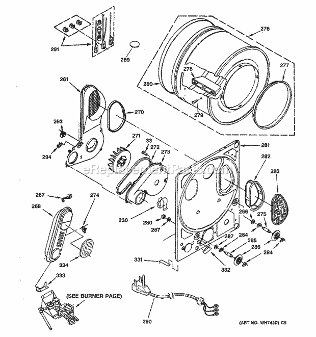 GE WSM2480TCAAA Washer Dryer Combination Dryer Bulkhead Parts Diagram