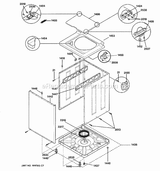 GE WSM2781WCWWW Washer Dryer Combination Washer Cabinet Diagram