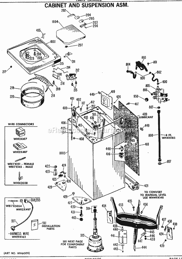 GE WWA5600GAL Washer Cabinet and Suspension Asm. Diagram