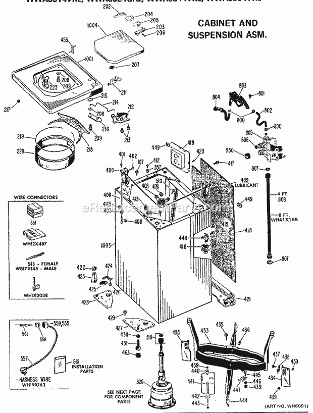 GE WWA8344VKL Washer Cabinet and Suspension Asm. Diagram