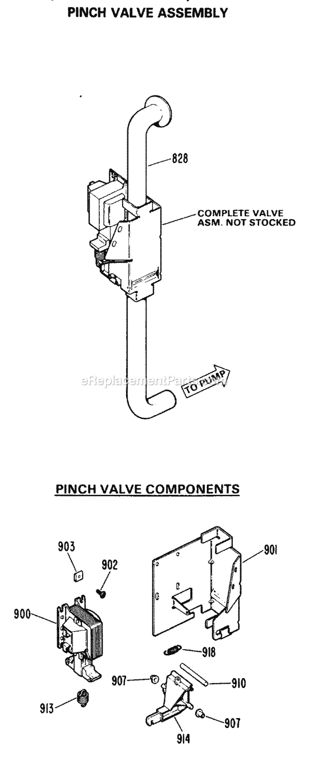 GE WWA8600GCL Washer Pinch Valve Assembly Diagram