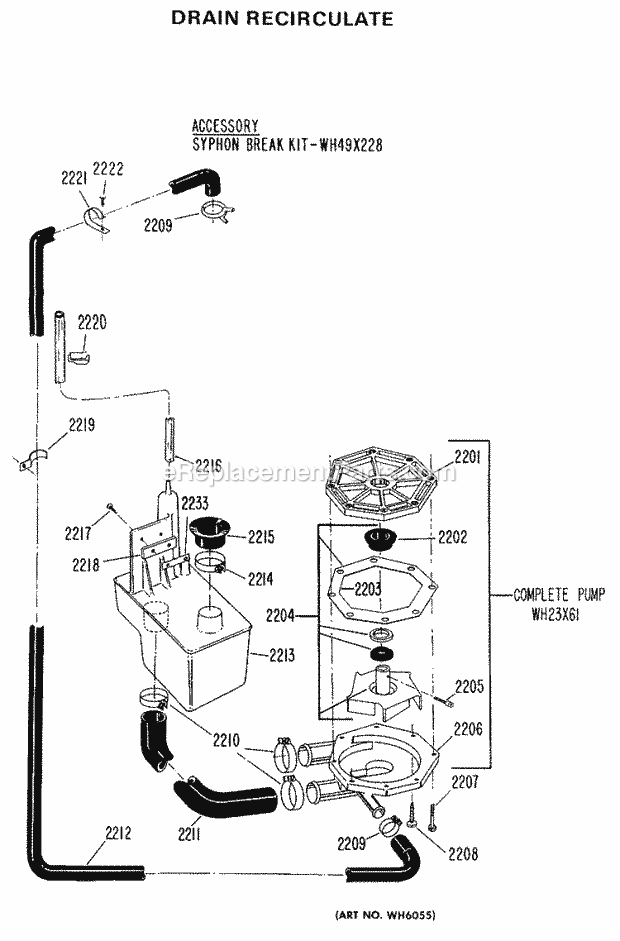 GE WWP1170FAW Washer Drain Recirculate Diagram