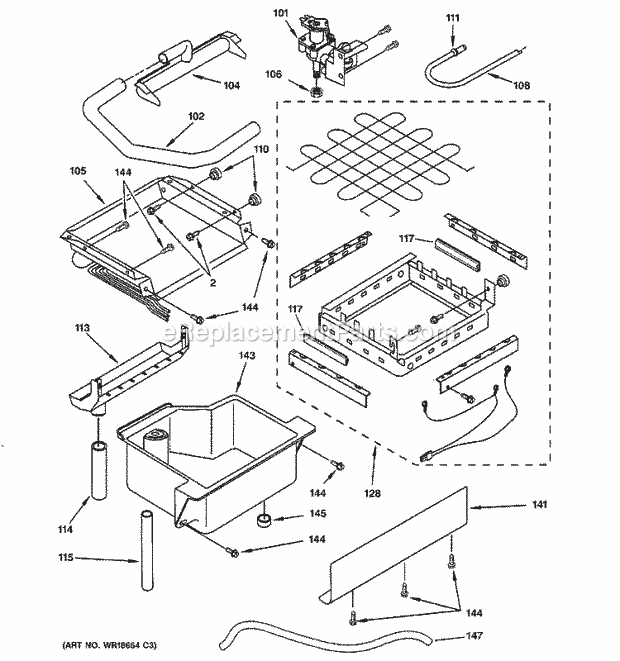 GE ZDI15CWWM Ice Cube Maker Evaporator, Ice Cutter Grid & Water Parts Diagram