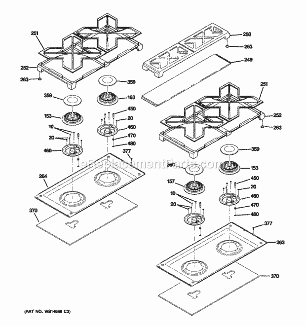 GE ZDP304LP3SS Cooktop Diagram